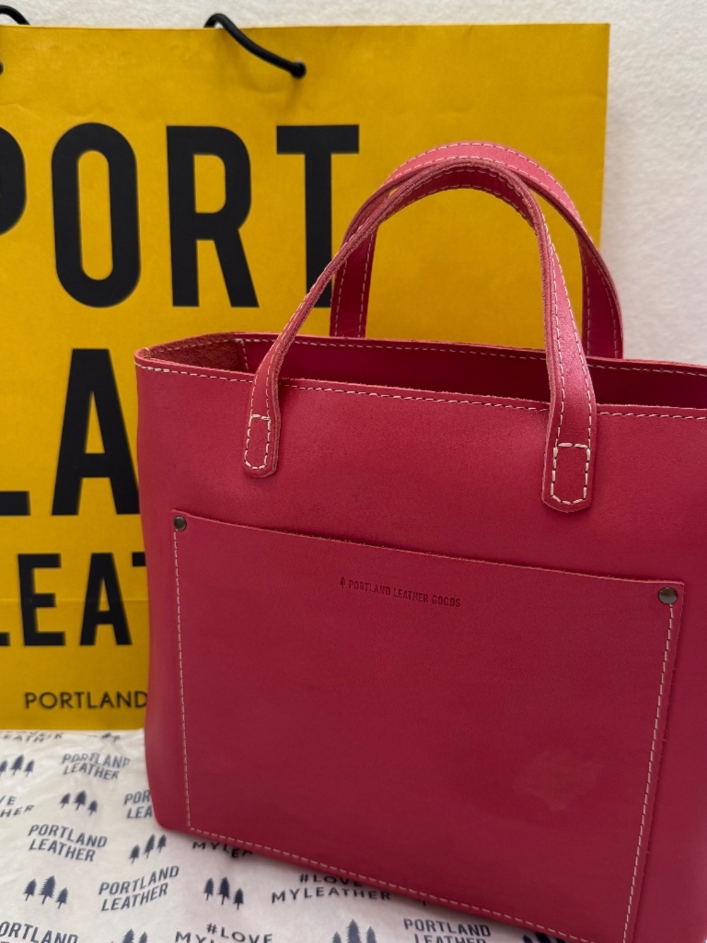 NIB Portland Leather Goods PLG Medium Crossbody Zippered Tote in Tulip Pink AP